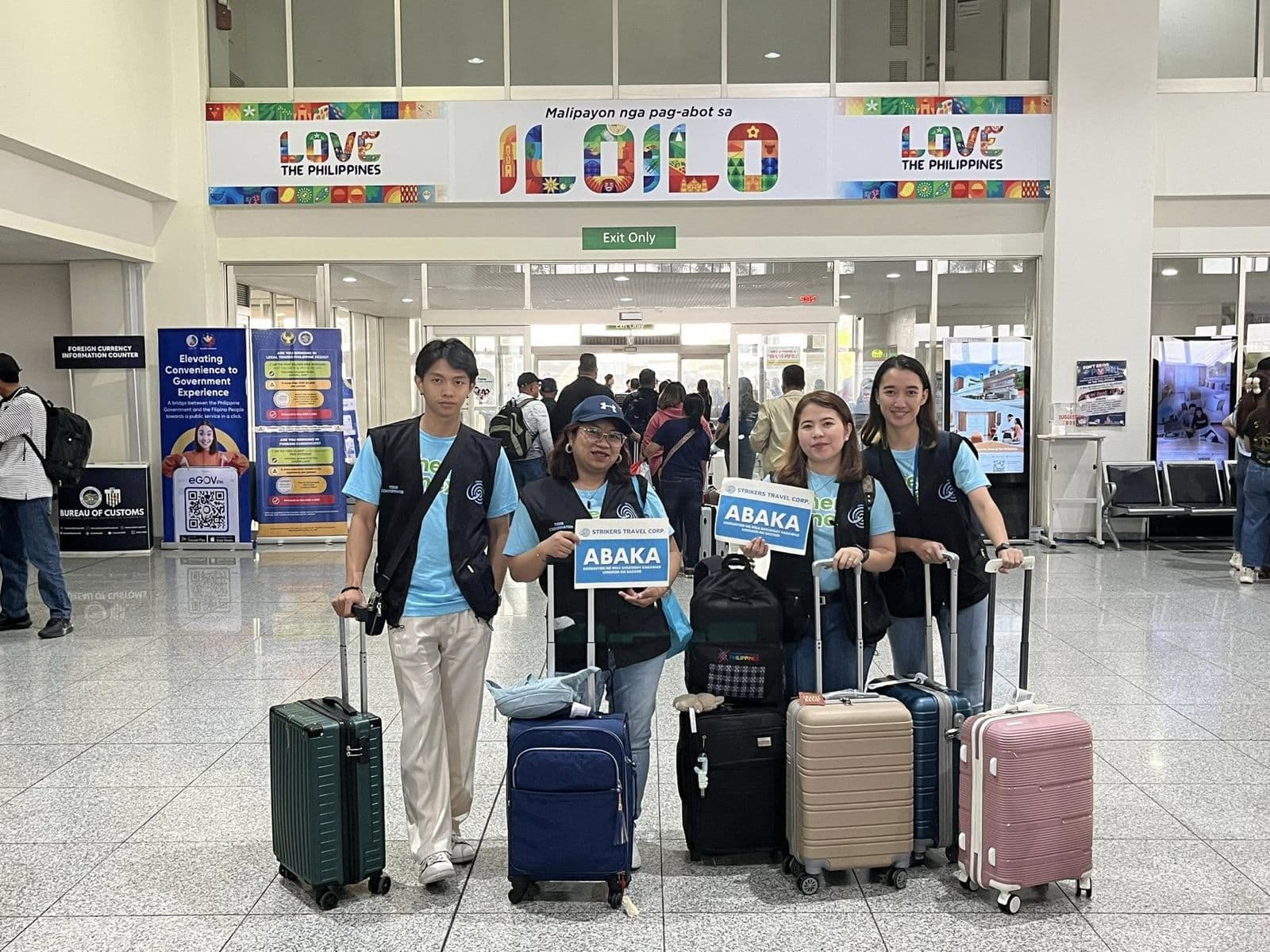 Group photo of happy tourists